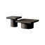 Ensemble de tables basses modernes 2 pièces avec piédestal cylindrique et cannelé Modern Wood-2034282682