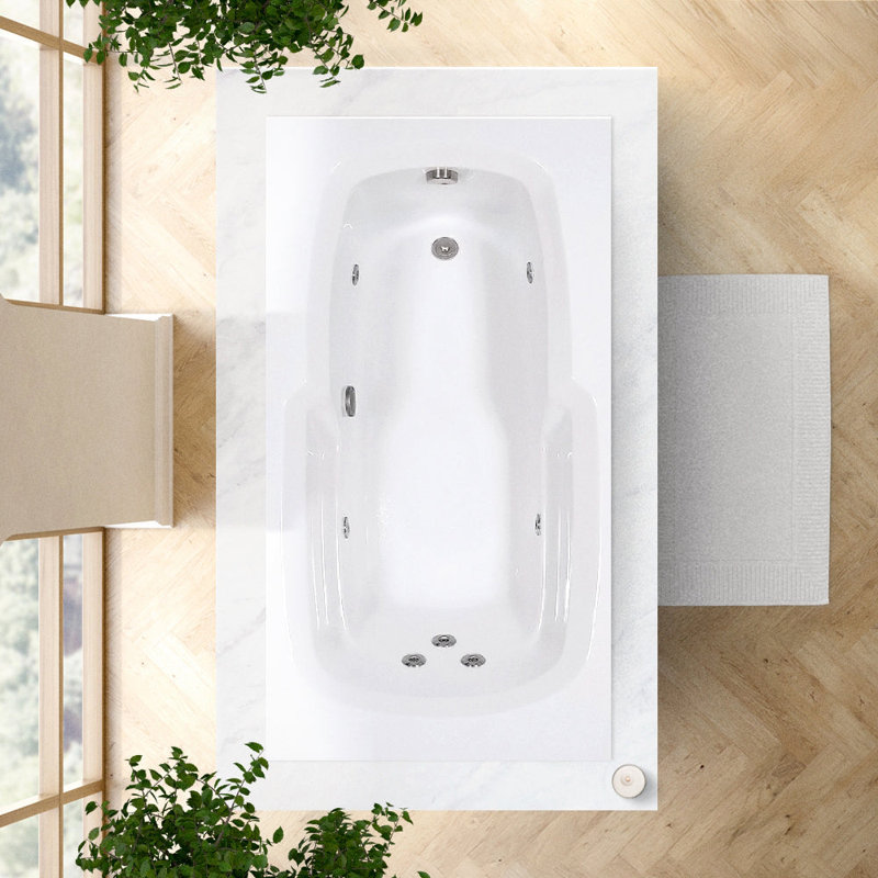 Baignoire tourbillon en alcôve en acrylique 60 po x 60 po avec jupe amovible en blanc L 60 po x l 36 po, Gauche
