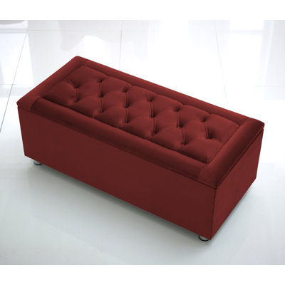 Cartez 105cm Wide Velvet Tufted Rectangle Solid Colour Ottoman with Storage