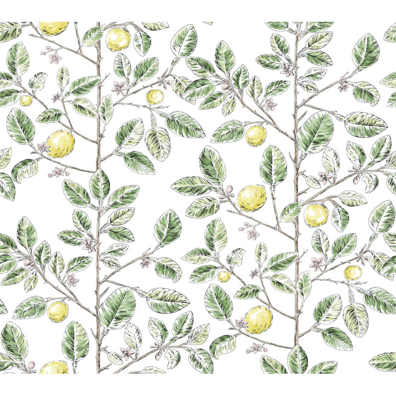 Limoncello Toile Floral Wallpaper Roll, Green