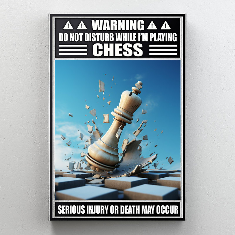Ne pas déranger pendant que je joue aux échecs - 1 pièce, reproduction d'art graphique sur toile tendue