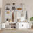 Hall Tree with Shoe Storage Bench 4 in 1 Entryway Bench with Coat Rack  Adjustable Shlef  2 Wood Door Wooden Hall Tree