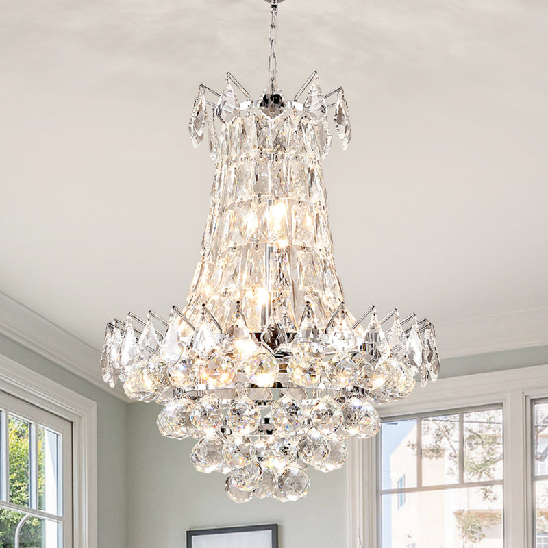 Bernhard Dimmable Crystal Empire Chandelier, 21.6" H x 16.9" W x 16.9" D