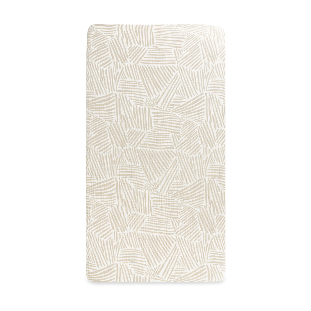 Oat Stripe Crib Sheet In Muslin Cotton babyletto