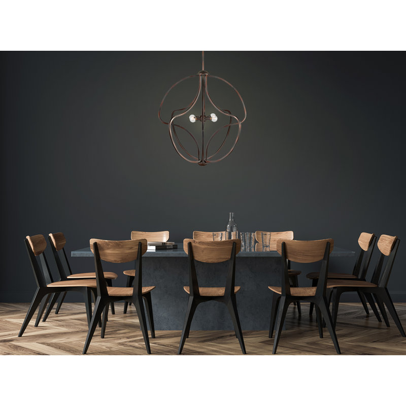 Lustre géométrique à un état/unique 4 lumières Adah, Bronze antique
