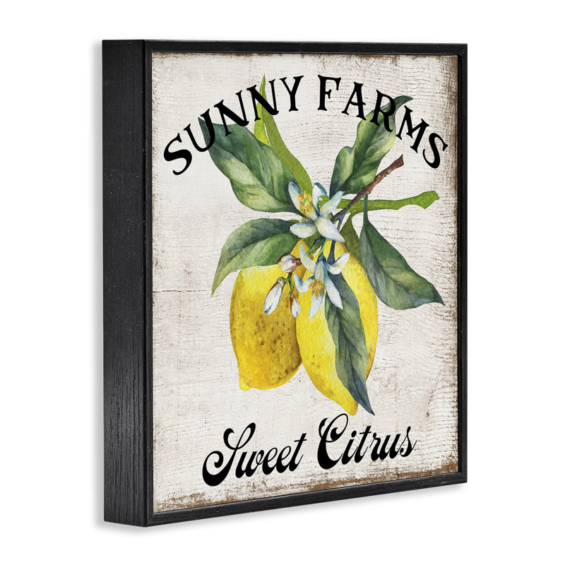  «Sunny Farms», art giclée au citron par Creatif Belle, Giclée encadrée noir minuit, H 12 po x l 12 po