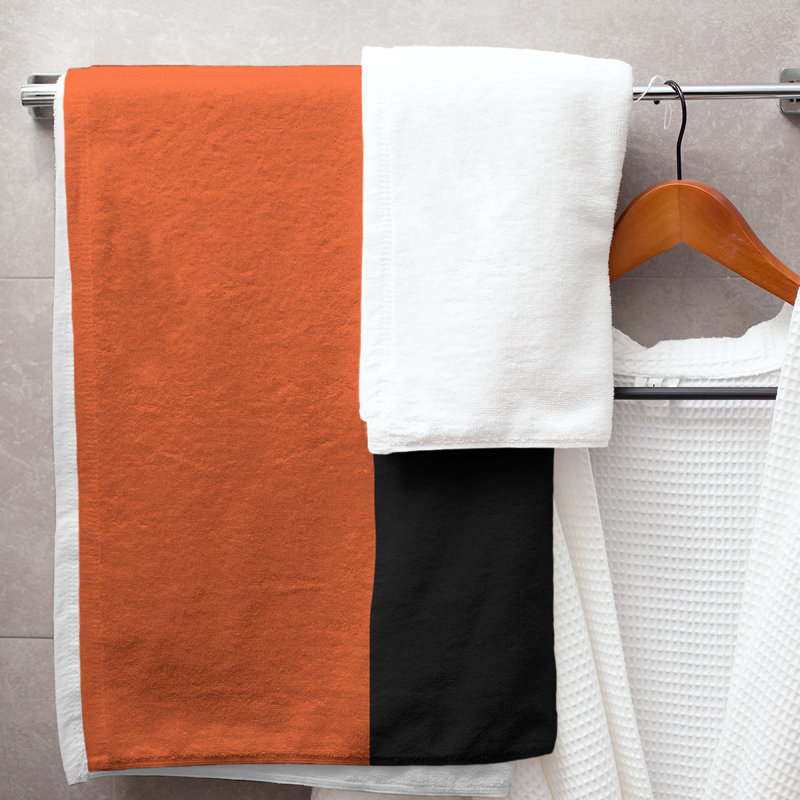 Vancouver Lightweight Beach Towel, Polyester/Cotton, Orange/Black/Gold