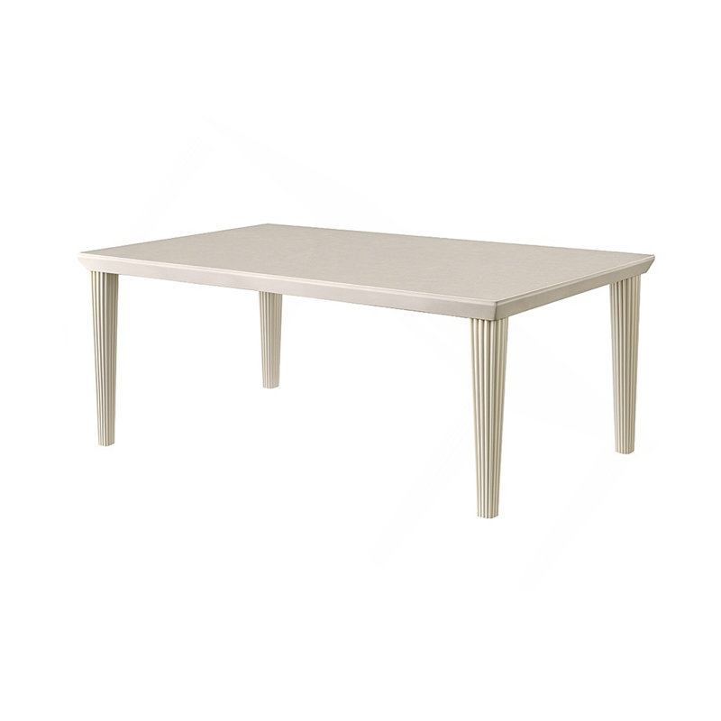 Élégante table de salle à manger rectangulaire avec rallonge extensible au fini blanc antique
