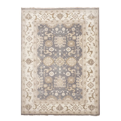 Tapis gris / bleu 9X12 Oushak