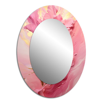 Pink Radiant Dusk Dream II - Pink Modern Oval Wall Mirror