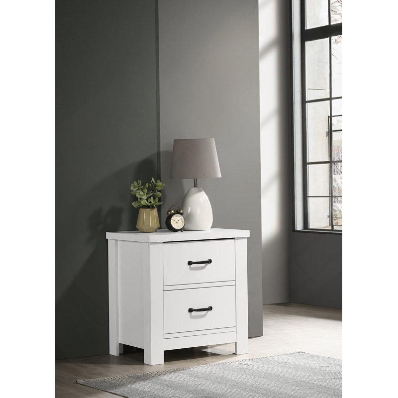 Table de chevet blanche à 2 tiroirs Cassini 21,5 po