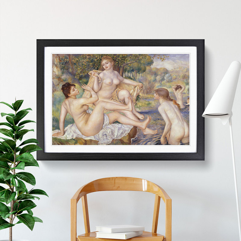 The Large Bathers by Pierre-Auguste Renoir - Picture Frame Painting, Black, 48cm H x 65cm W x 2cm D