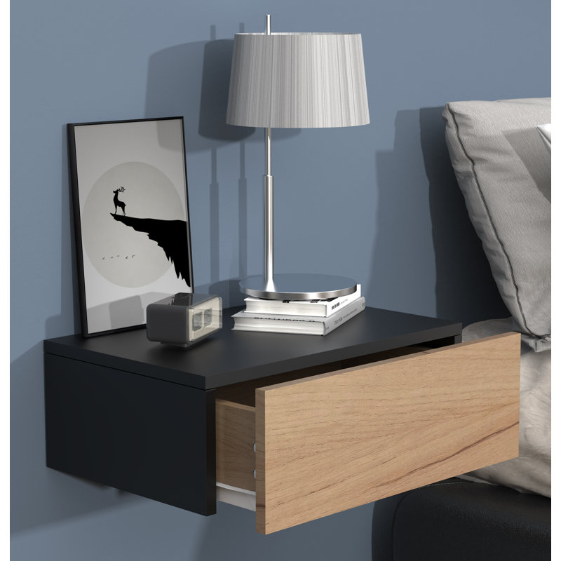 Satender Manufactured Wood Bedside Table, 15cm H x 45cm W x 30cm D, Black
