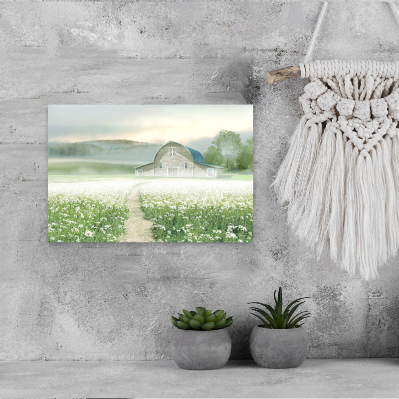 Art contemporain contemporain, paysage paisible de marguerites abstraites, H 12 po x l 18 po