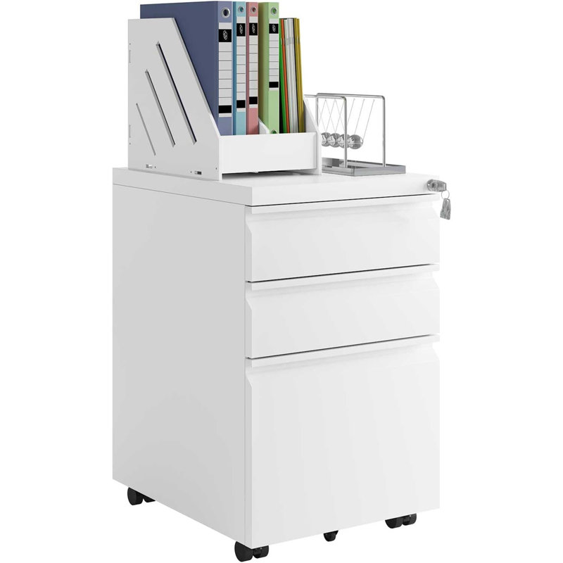 Lynnis 39cm Wide 3 -Drawer Mobile File Cabinet, White