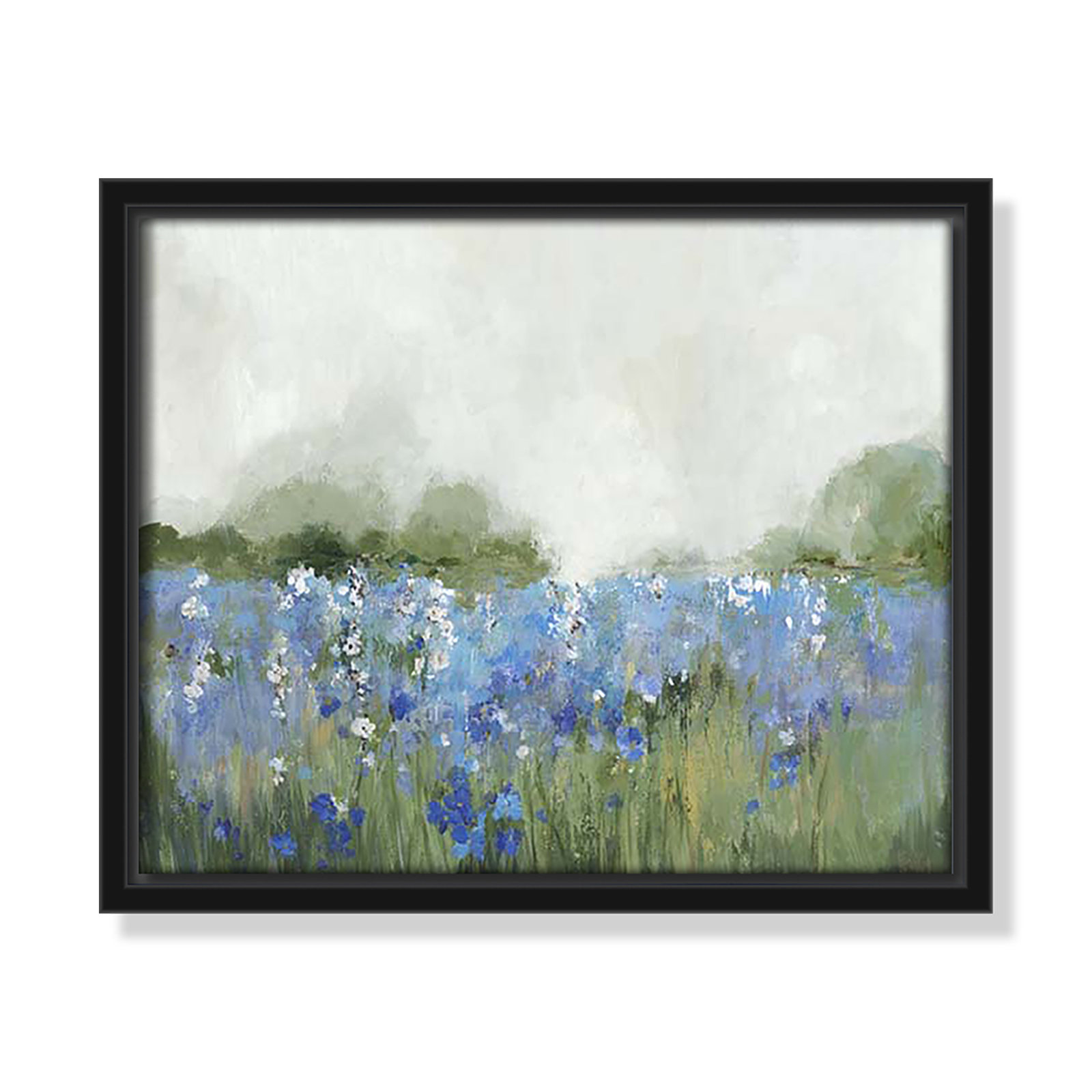 Meadows Bluebels Field "Meadows Bluebells Field" Print, 9.5" H x 11.5" W x 2" D, Black Framed