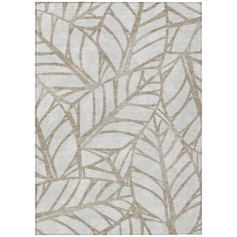Neysa Washable Floral Indoor / Outdoor Rug, Rectangle 10' x 14'