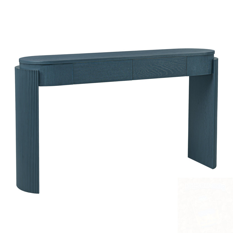 Console avec plateau ovale et deux tiroirs, Marine