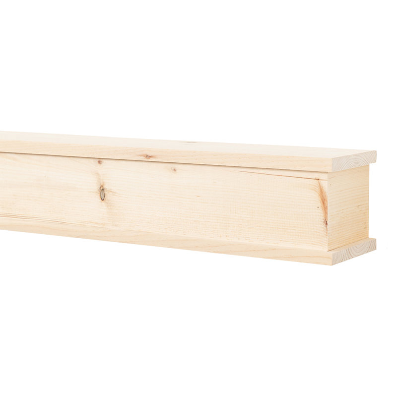 Floating Wood Fireplace Mantel Shelf - Wooden Shelf with Symmetrical Top & Bottom Molding, Unfinished, 60