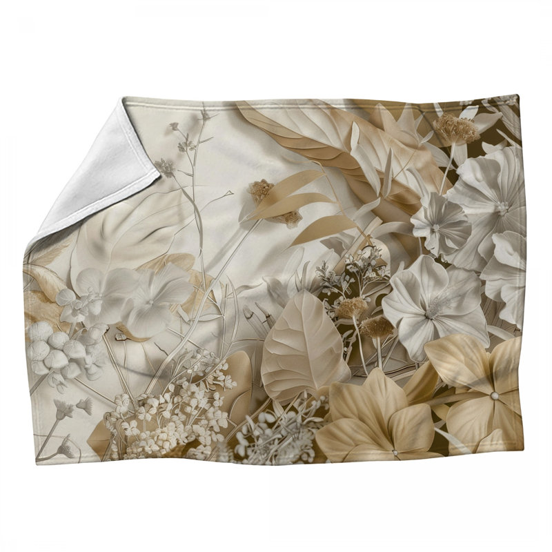 Floral Botanical Machine Printed Blanket, 60" W x 80" L
