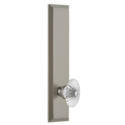 Grandeur Fifth Avenue Tall Plate Privacy with Burgundy Crystal Door Knob