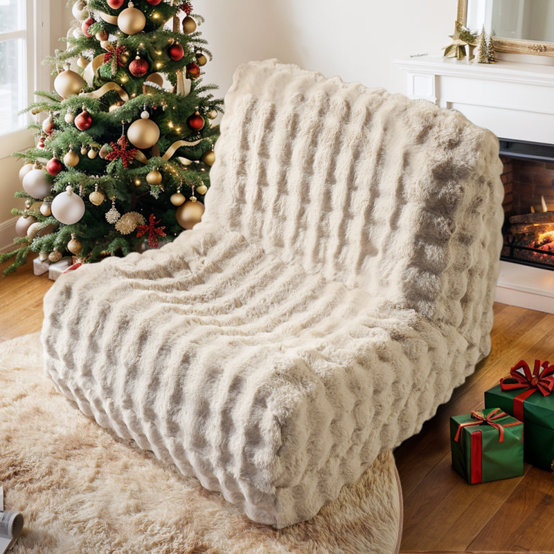 Fauteuil à billes Barry pour adultes, fauteuil de compression avec mousse à mémoire de forme, canapé paresseux en fausse fourrure pour le salon, la chambre à coucher, le dortoir, le foyer