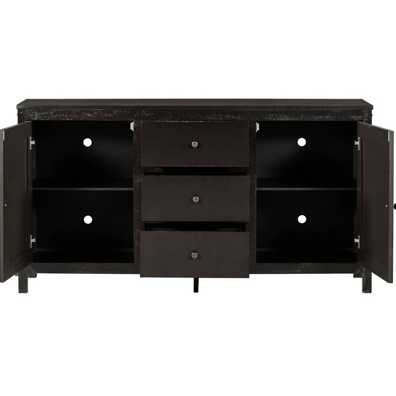Buffet rétro en bois massif avec 2 armoires de rangement pour le salon