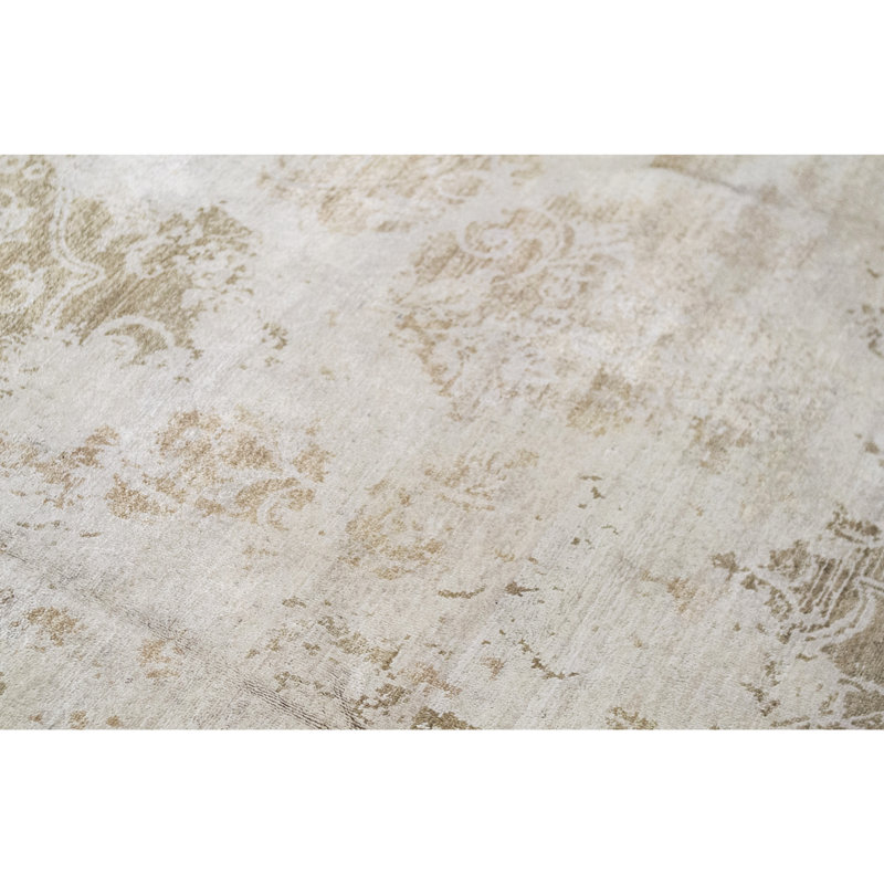 Tapis floral beige / gris en laine / coton noué à la main Neo Villa