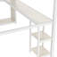 Lit mezzanine grand grain de bois blanc avec garde-robe, bureau et rangement, bureau à assemblage en douceur, espace de rangement pour votre espace de couchage