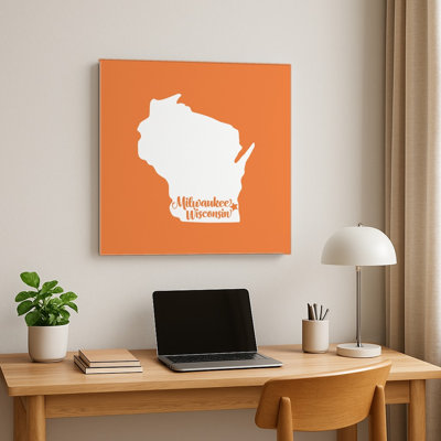 Home Sweet Milwaukee — Wisconsin State Silhouette — Square Metal Wall Art