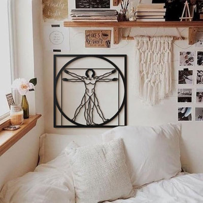 Vitruvian Man Metal Wall Art, Modern Style Metal Wall Decor for Home, Office, Living Room Decoration