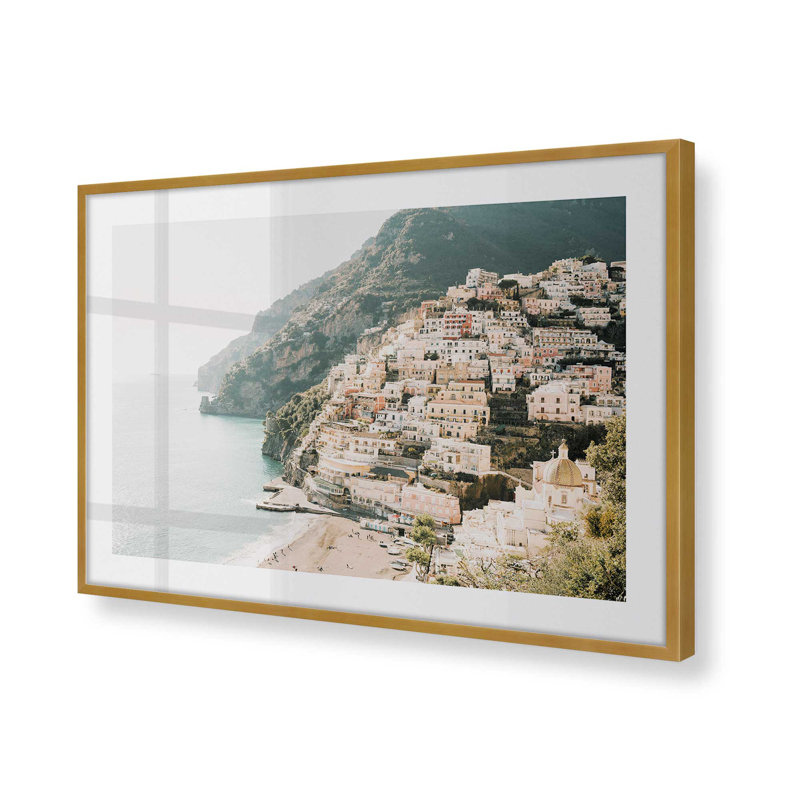 Impression sur toile Seaside Sanctuary, sans cadre, Cadre simple en or poli, H 9,25 po x l 11,25 po x P 1,25 po