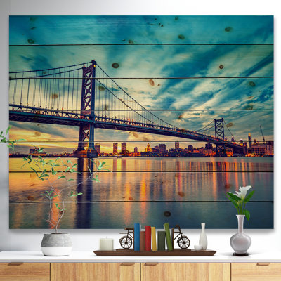 Cityscape 'Ben Franklin Bridge in Philadelphia' Graphic Art