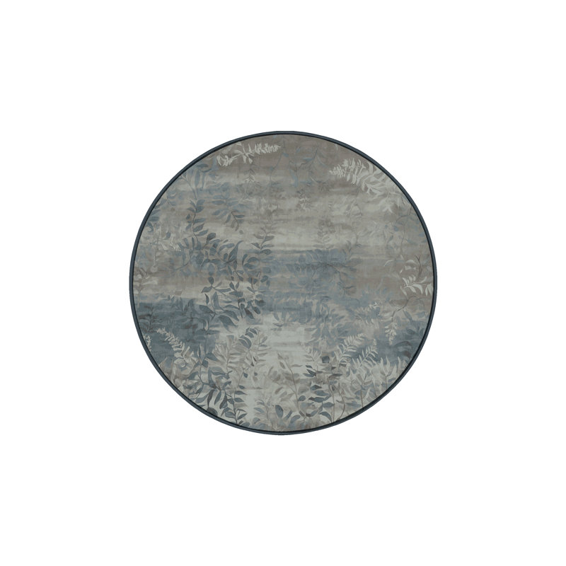 Tapis gris lavable à la machine, Rond 3 pi