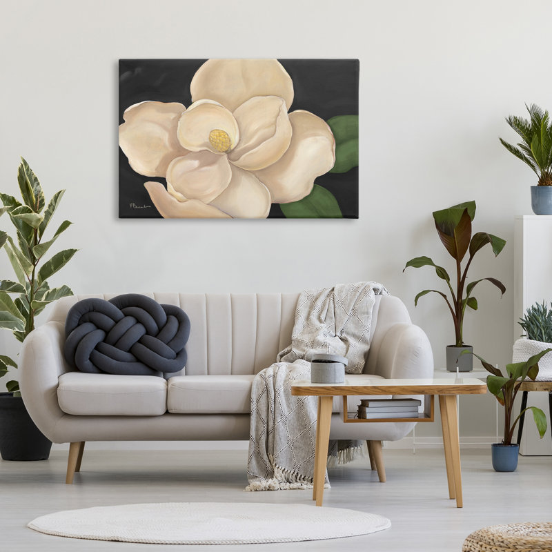 Magnolia Grandiflora sur toile noire, design par Paul Brent, H 24 po x l 36 po