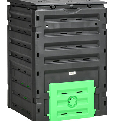 120 Gallon Compost Holder - , 80 Vents For Efficient Production, 2 Sliding Doors, Tough & , Black Unit From Compost, Robust Lightweight,