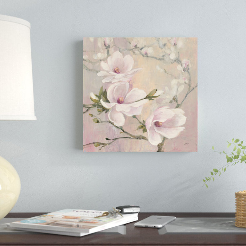 «Blush Magnolias» par Julia Purinton, reproduction d'art sur toile tendue, H 12 po x l 12 po