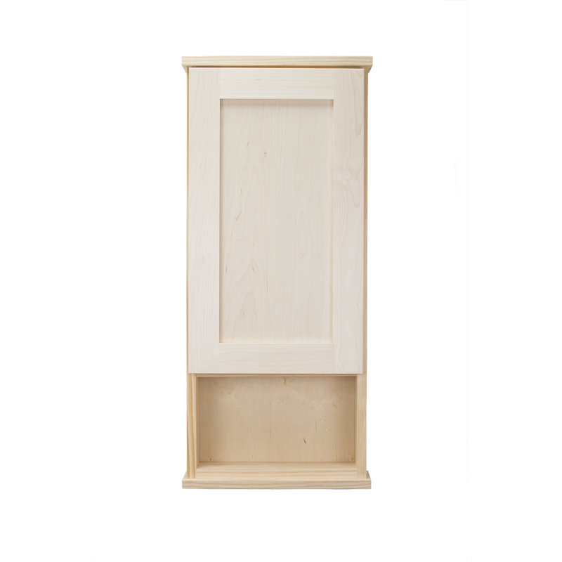 Solid Wood Wall Mounted Bathroom Cabinet, Unfinished, 25.5" H x 15.25" W x 4.25" D