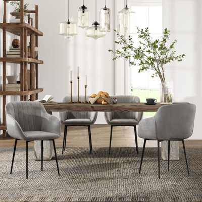 Ohio Modern Upholstered Dining Chairs with Metal Legs