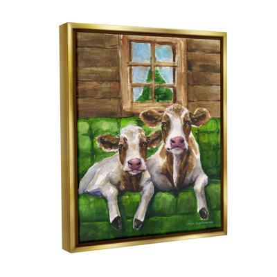 " Cows In Barn Cabin Floater Frame " by GeorgeDyachenkoArt