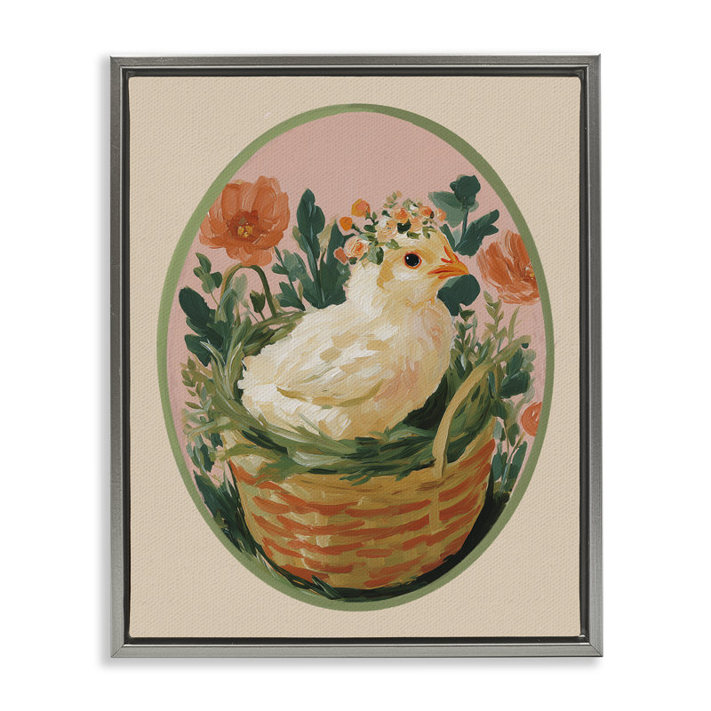 Cadre flottant Bloom Nest Chick, design par Yen, Cadre flottant gris lustré, H 31 po x l 25 po