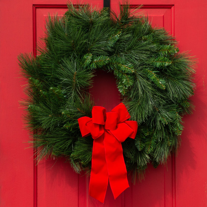 Couronne en soie 24 po, Vert / rouge