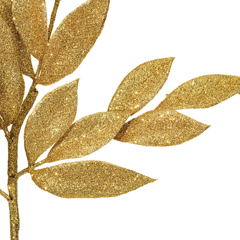 22" Glitter BayLeaf Artificial Christmas Spray, 22" H x 11" W x 1" D, Gold