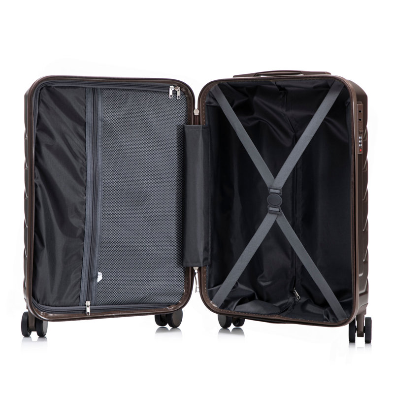 14 "/ 20" 2 pièces / ensemble dans un bagage à roulettes en ABS, avec serrure à combinaison, étui à cosmétiques 14 "