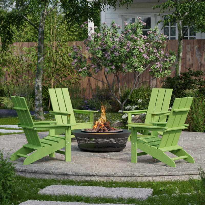 Freedom 4-Piece Modern Adirondack Conversation Set, Lime Green