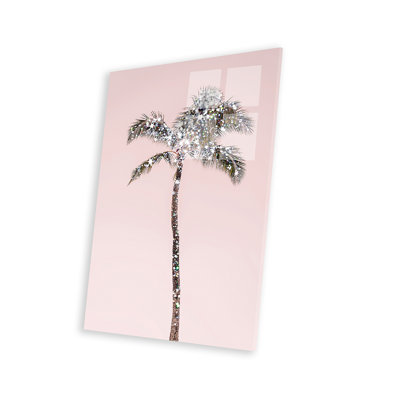 Glitter Palm Tree Print On Acrylic Glass