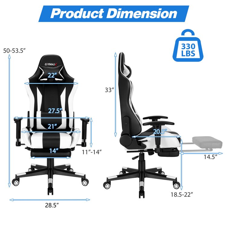 Gymax Faux Leather High Back Reclining Office Chair Ergonomic