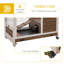 Rabbit Cages Guinea Pig Hutch with Roof & Wheels No-Leak Tray Brown