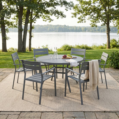6-Person Patio Dining Set With Metal Chairs