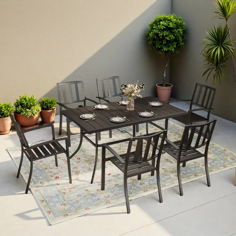 Alyah 6 - Person Patio Dining Set with Rectangular Table